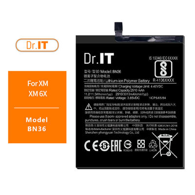 OEM BN36 Lithium Cell Phone Battery Replace 3010mAh For Xiaomi 6X