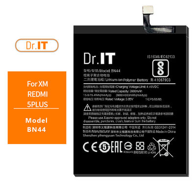 Li Polymer BN44 Redmi 5 Plus Battery Replacement 4000mAh AAA Grade