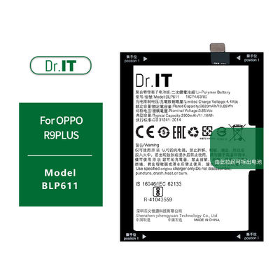 Eco Friendly 2900mAh OPPO Phone Battery Replacement For R9 PLUS