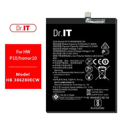 HB386280ECW P10 Huawei Phone Battery Replacement 3200mAh Short Circuit Protection
