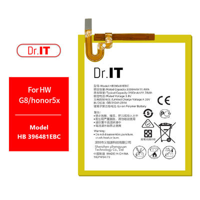 MSDS Approved 3100mAh Huawei G8 Battery Replacement HB396481EBW