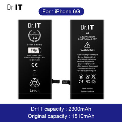 Lithium 3.8V Iphone 6G Battery Mah 2300mAh Dual IC Protection