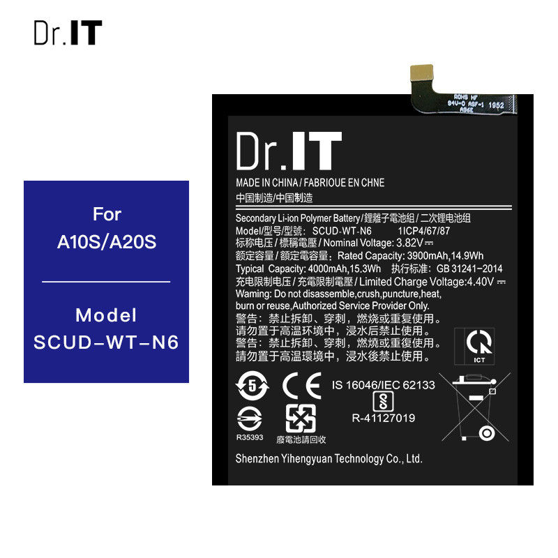 4000mAh Samsung A10s Battery Replacement Rechargeable 3.85V ROHS Standard