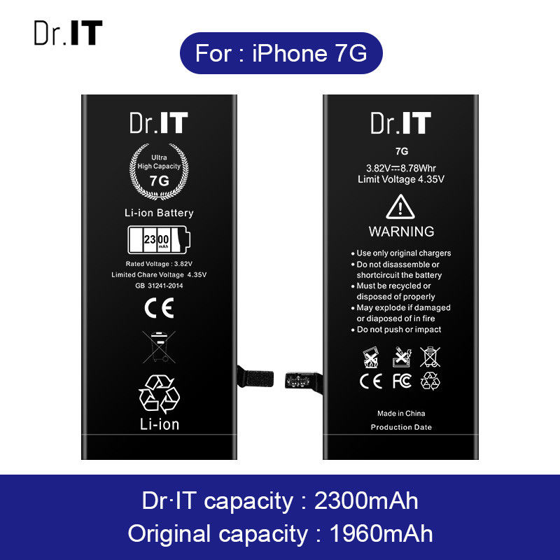 Li Ion Polymer Iphone 7g Battery Mah 2300mAh Prevent Overcurrent